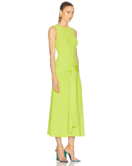LAPOINTE Yellow Matte Viscose Waist Tie Dress