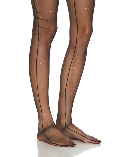 Alex Perry Brown Crystal Mesh Stocking