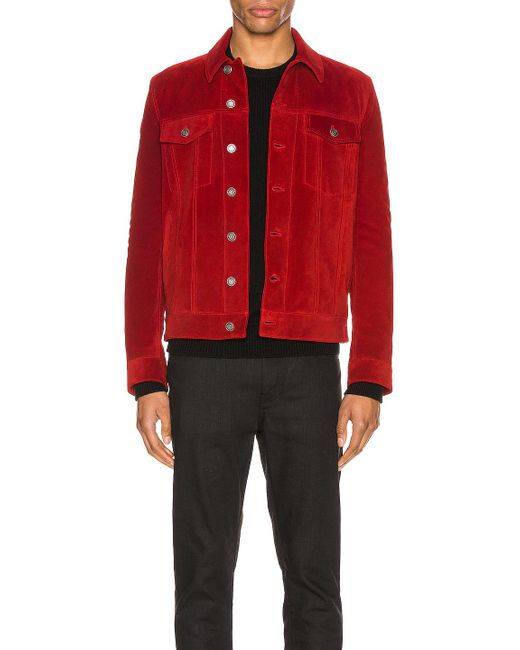 Saint Laurent Red Suede Jacket for men