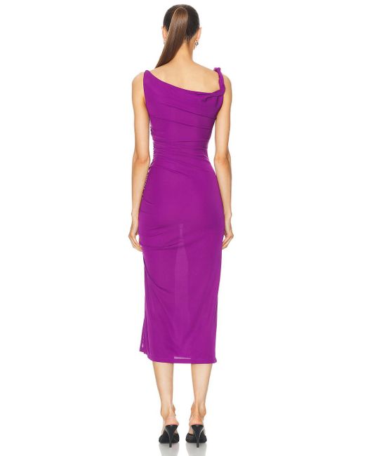 ANDAMANE Purple Providence Detailed Shoulder Midi Dress
