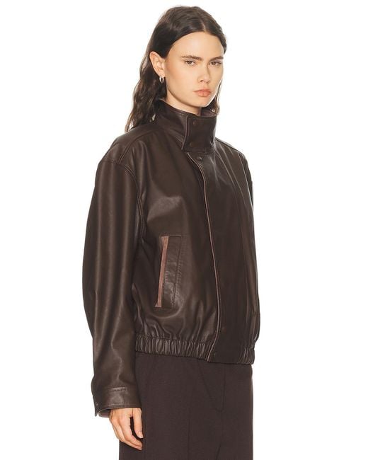 Lemaire Brown Soft Leather Blouson Jacket