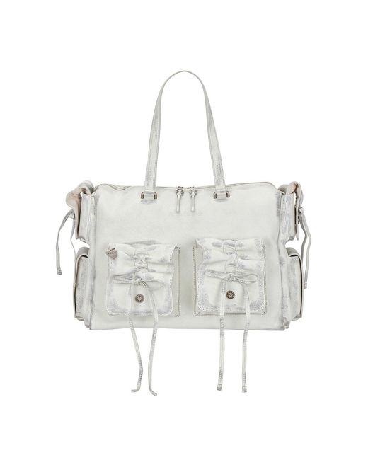 Acne White Multipocket Tote Bag