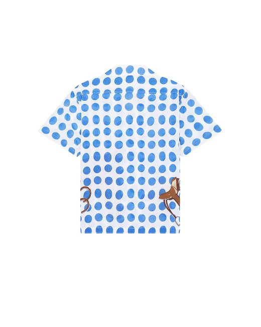 Bode Blue Jockey Dot Short Sleeve Shirt for men
