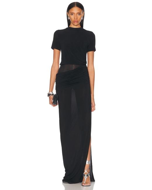 Christopher Esber Black Coiled Jersey Corseted Tee Gown