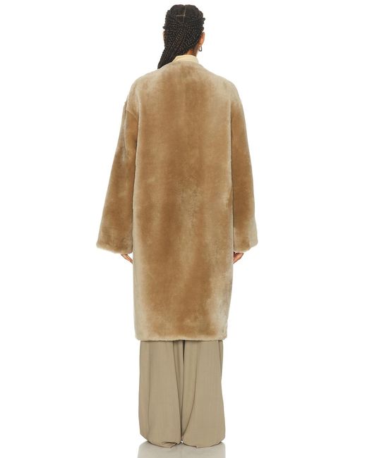 Totême  Natural Collarless Shearling Coat
