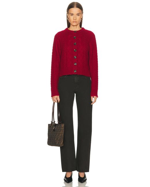 Re/done Red Cable Cardigan