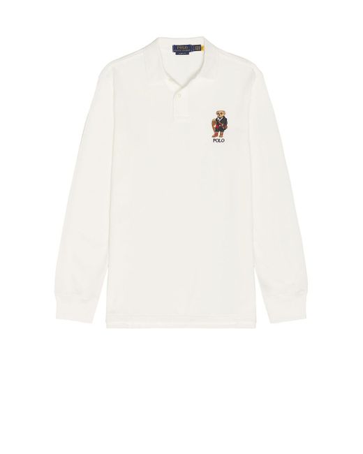 Polo Ralph Lauren White Long Sleeve Novelty Holiday Bear Polo for men