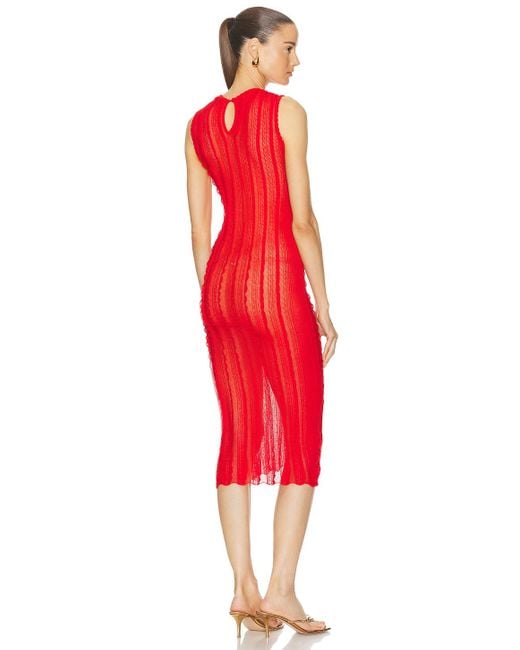 Blumarine Red Midi Dress With Ruffles