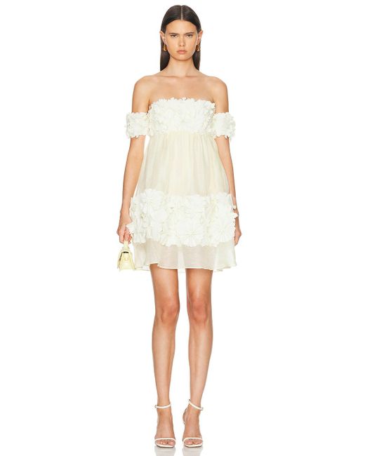Zimmermann White Harmony Applique Flower Mini Dress