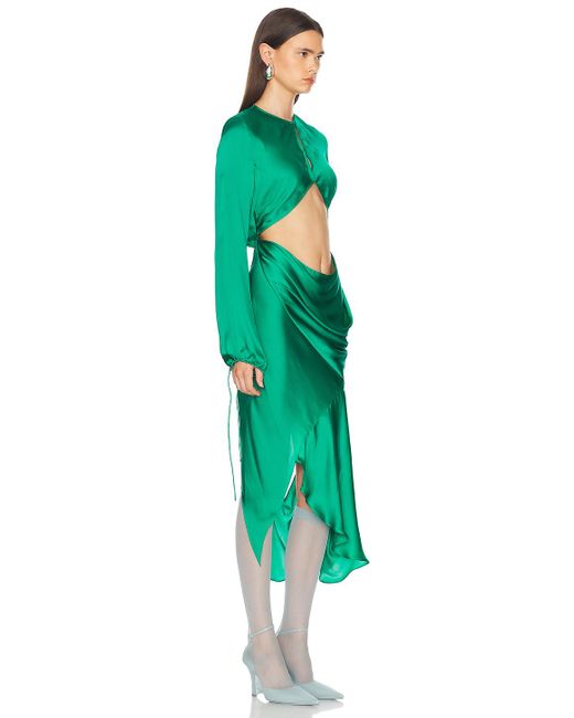 Acne Green Silk Fluid Dress