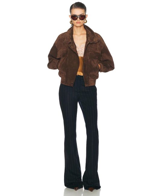 Saint Laurent Brown Suede Funnel Neck Jacket