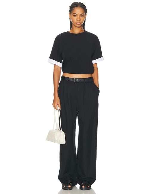 Jonathan Simkhai Black Sutton Poplin Combo Top