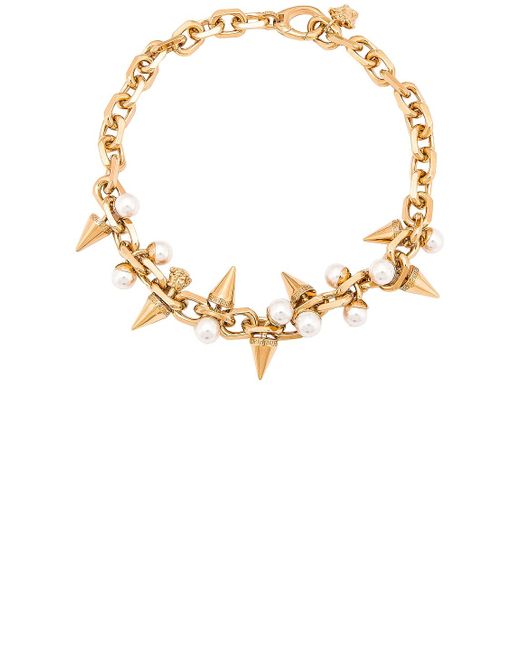 Versace Pearl Spike Necklace in Metallic | Lyst