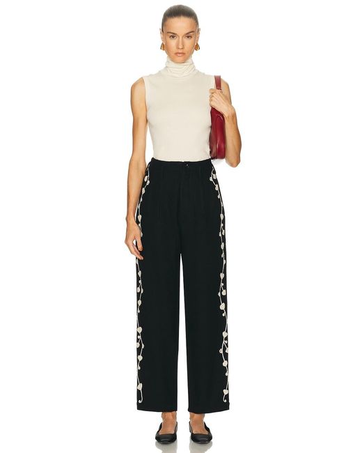 Bode Black Snowdrop Applique Murray Trouser