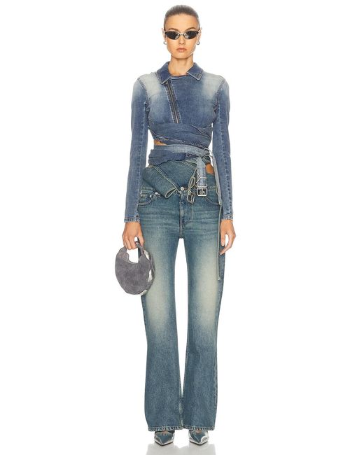 Y. Project Blue Wrap Fitted Denim Jacket