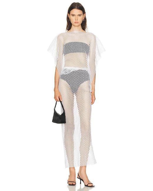 SEV White Sequin Mesh Skirt