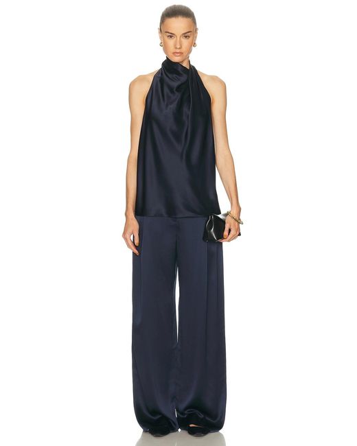 The Sei Blue Draped Halter Top