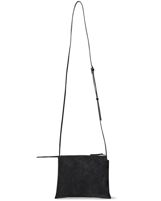 The Row Nu Mini Twin Suede Crossbody Bag in Black Lyst