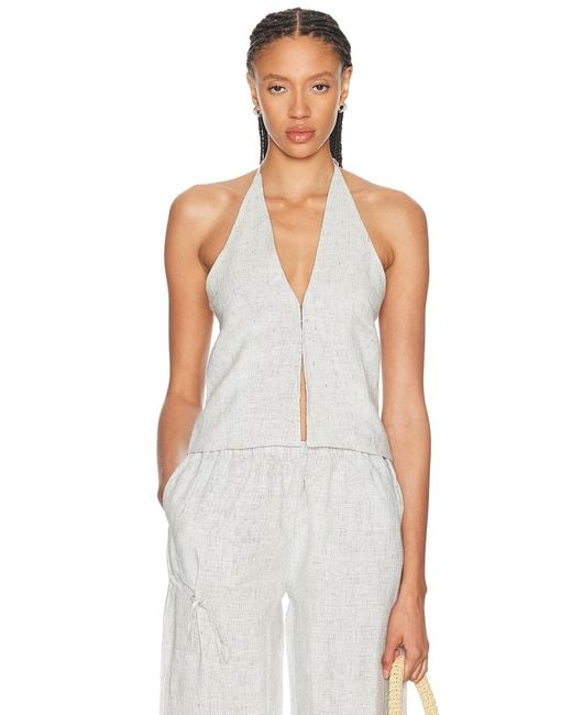 Deiji Studios White Close Halter Top
