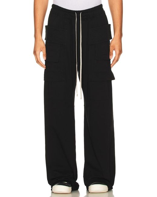 Rick Owens Black Creatch Cargo Drawstring Pants for men