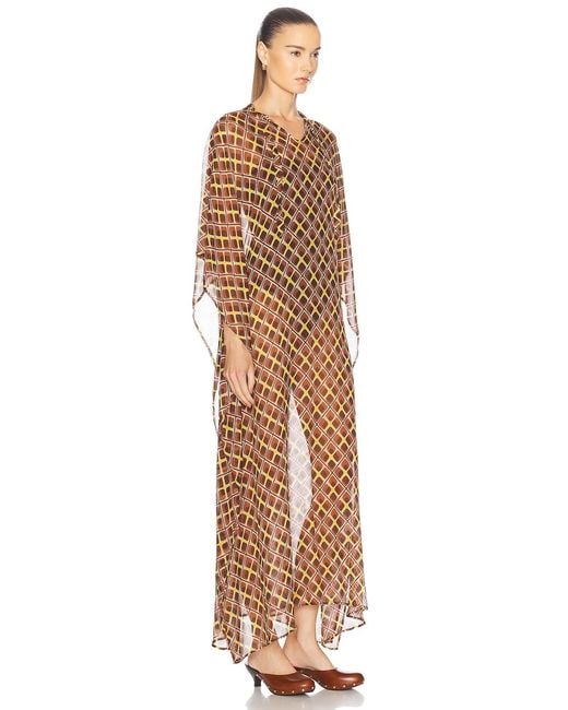 Bode Natural Cattail Plaid Kaftan
