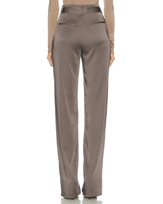 LAPOINTE Brown Lightweight Satin Belted Pant