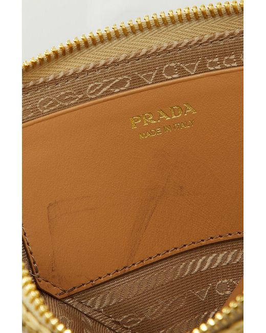 Prada Metallic Raffia Mini Triangle Shoulder Bag