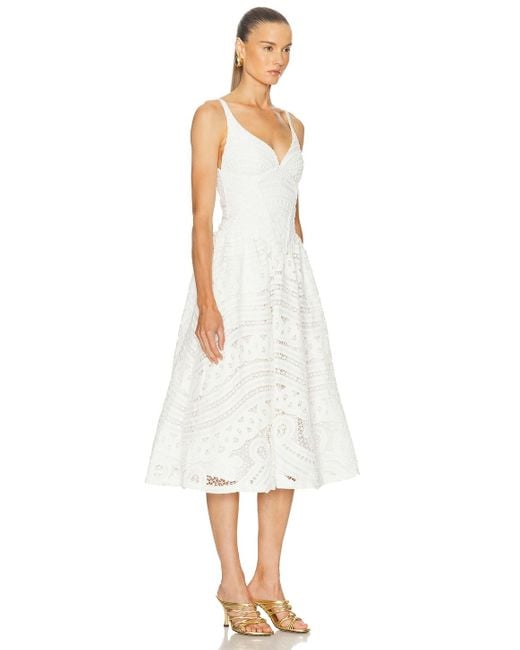 PATBO White Rhythmic Lace Midi Dress