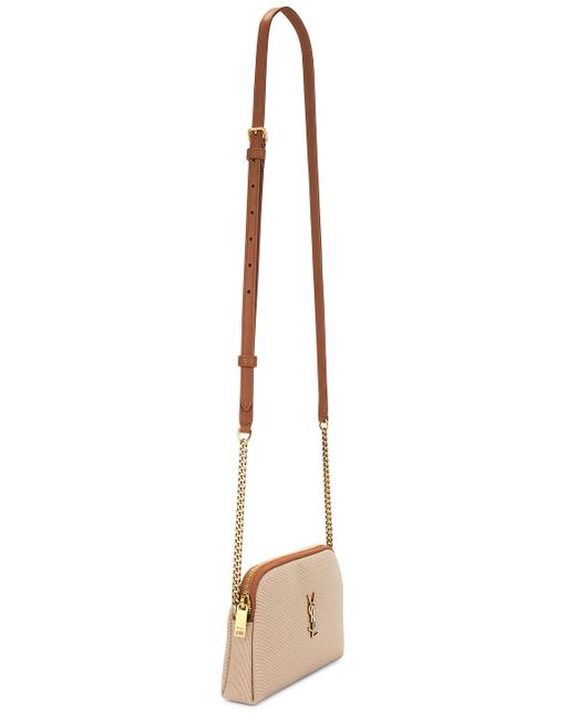 Saint Laurent Natural Zipped Pouch Bag With Chain