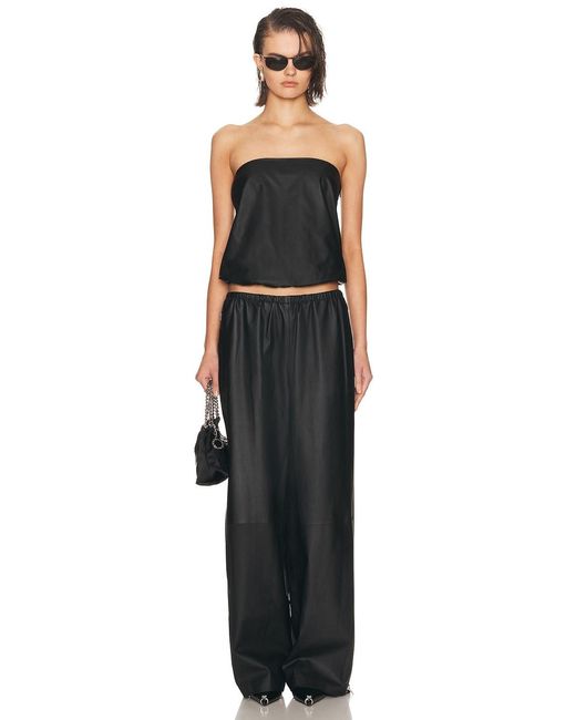 Alexander Wang Black Strapless Leather Bubble Top