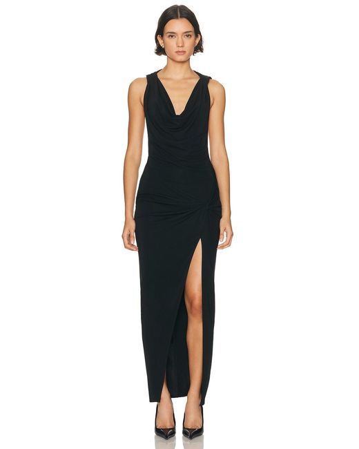 Halo Black Hooded Draped Dress