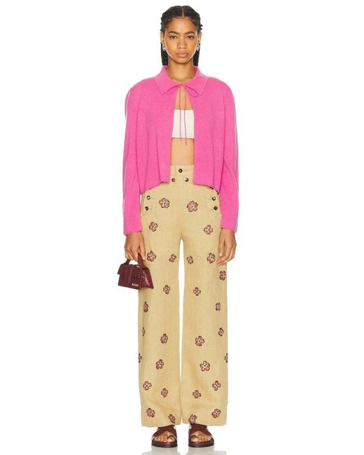 Bode Pink Lodge Cardigan
