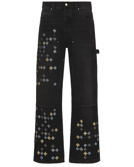 Amiri Black Ma Quad Embroidered Carpenter Jean for men