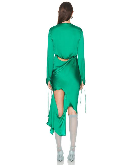 Acne Green Silk Fluid Dress