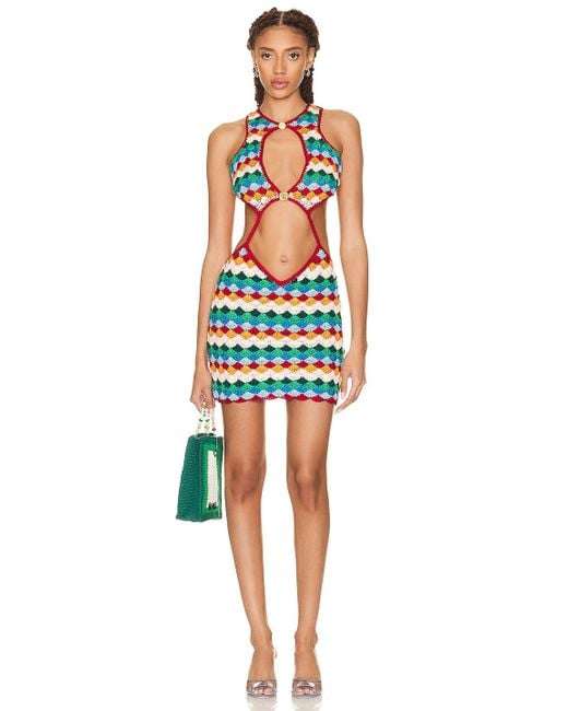 CASABLANCA Multicolor Crochet Mini Dress