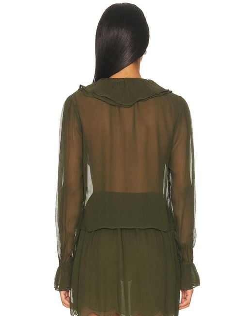 Bode Green Flounce Blouse