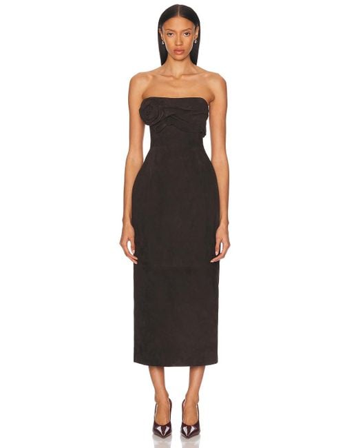 Magda Butrym Black Strapless Ruched Dress