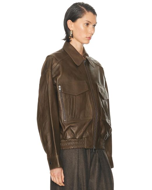 Staud Brown Eugene Leather Jacket