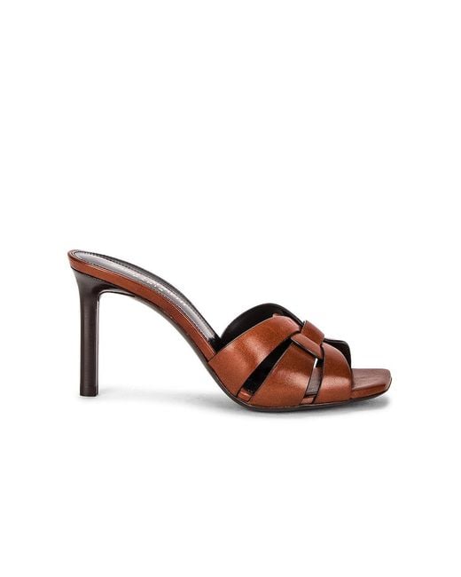 Saint Laurent Brown Tribute Mules