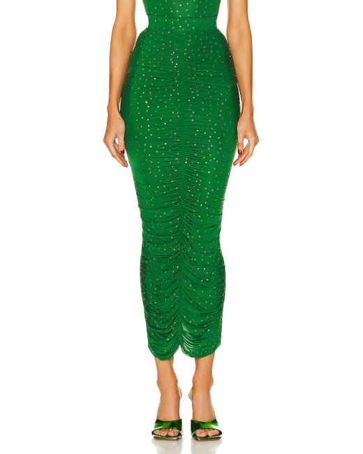 Alex Perry Green Ruched Crystal Skirt