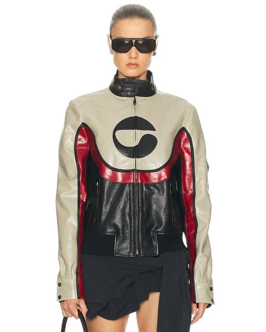 Coperni Gray C Logo Leather Jacket