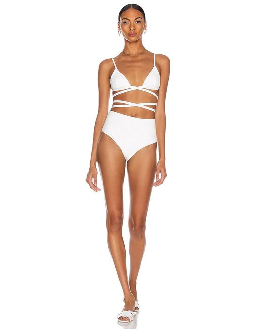 Matteau White Wrap Triangle Bikini Top