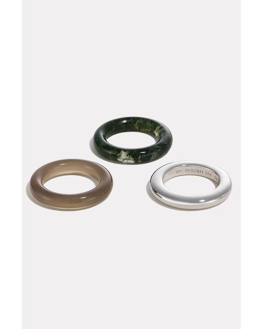 BY PARIAH Multicolor Stone Trilogy Stack Ring