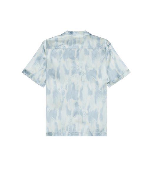 Frescobol Carioca Blue Roberto Seascape Print Silk Shirt for men