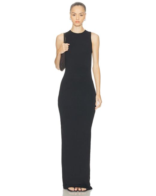 ÉTERNE Blue Sleeveless Crewneck Soft Jersey Maxi Dress