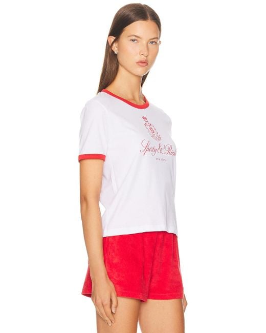 Sporty & Rich Red Vendome Ringer Tee