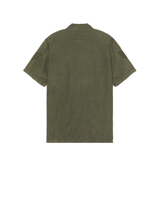 Alpha Industries Green Short Sleeve Washed Fatigue Shirt Jacket for men