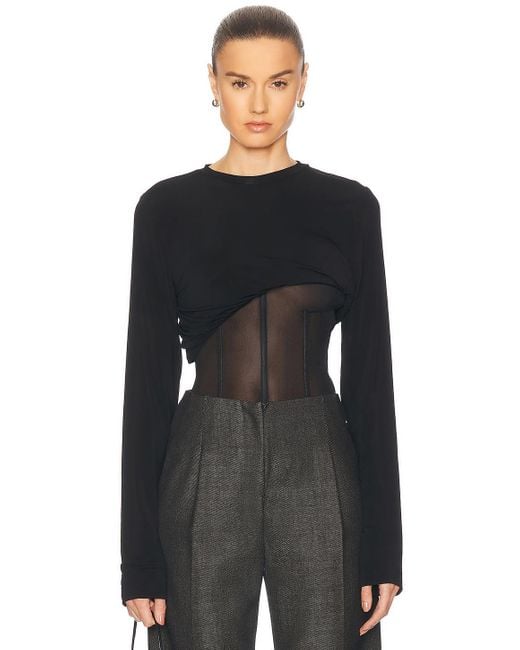 Christopher Esber Black Coiled Jersey Corseted Tee