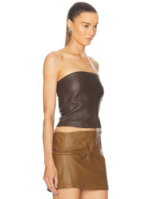 Jade Cropper Brown Leather Bustier Top