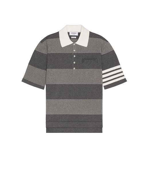 Thom Browne Gray Rugby Short Sleeve Polo for men